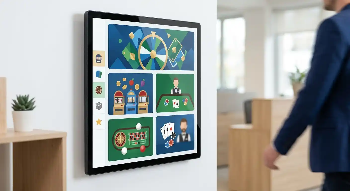 Caspero game lobby with category navigation and multiple provider tiles