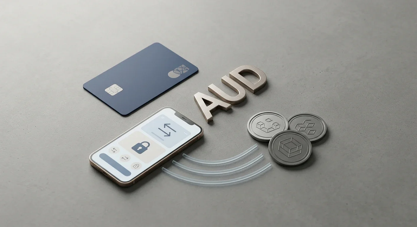 Illustration of Australian dollar payments using cards, account transfers and cryptocurrency categories