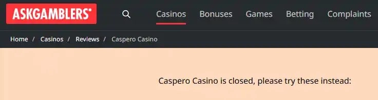 Current Caspero homepage or interface showing the brand presentation